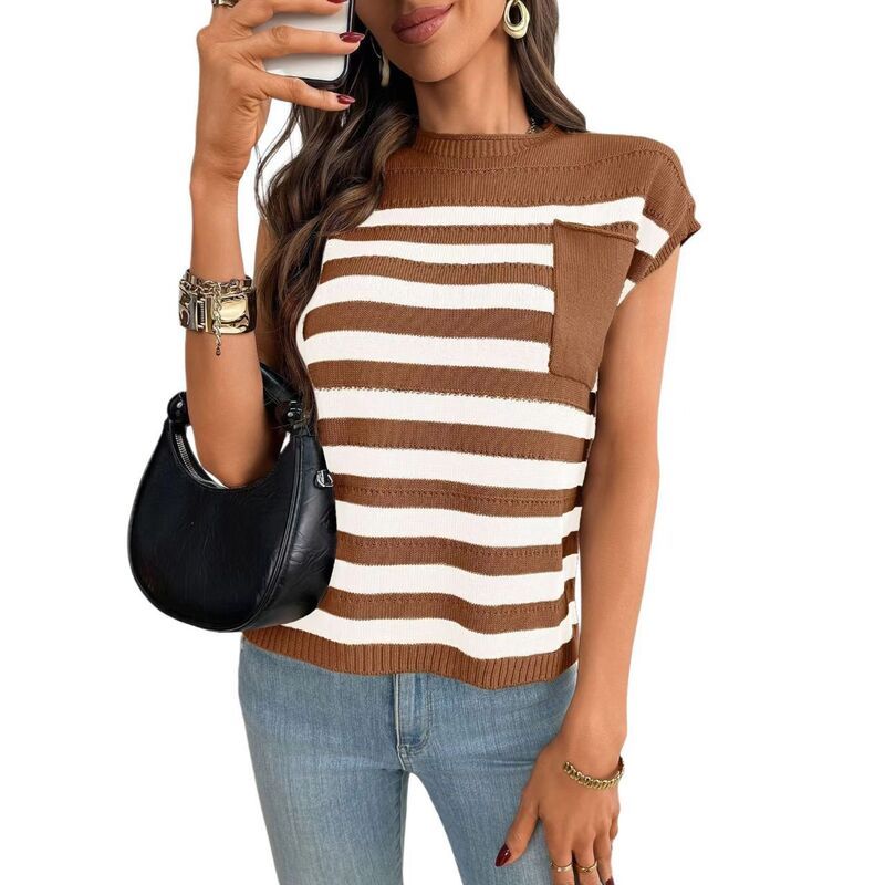 クリアフラワー レディース アウター ニット・セーター クルーネック ClearFlower Women Short Sleeve Sweater Crew Neck Summer Tops Trav