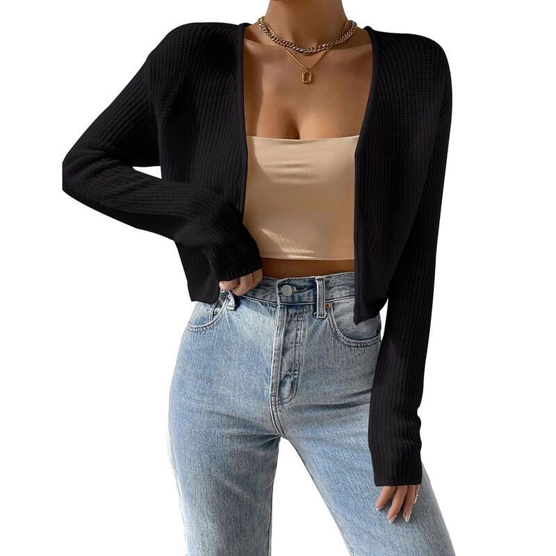 セオリア レディース アウター ニット・セーター カーディガン クロップド Seoria Womenscoop Neck Long Sleeve Button Front Cropped Cardig