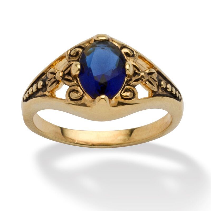 パームビーチジュエリー レディース アクセサリー リング PalmBeach Jewelry Simulated Birthstone GoldPlated Filigree Ring Septemb