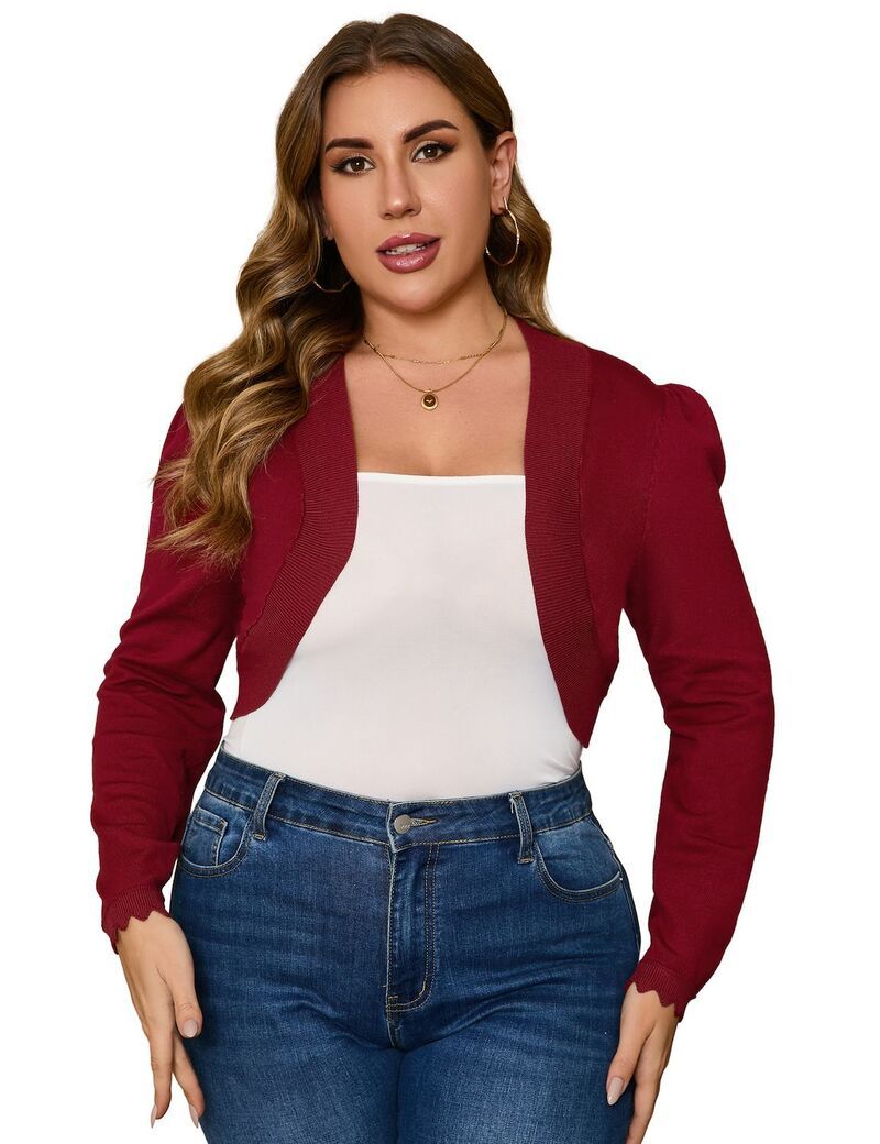 マキシスマーチ レディース アウター ニット・セーター プラスサイズ フリル カーディガン Maxxis Merch Womens Plusize Bolero Shrug Curved Hem Ca