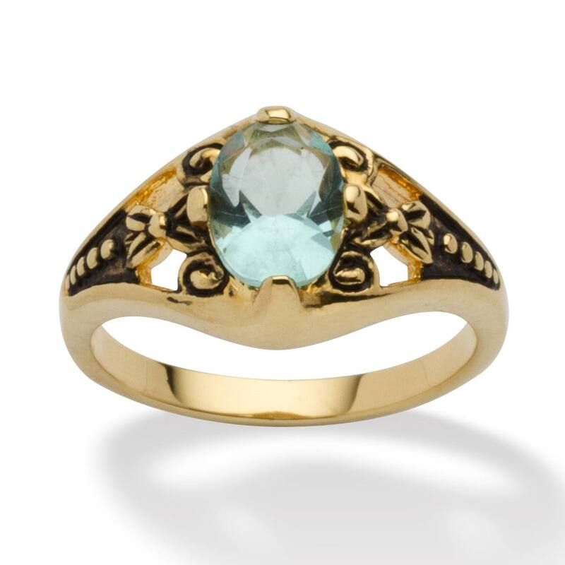 パームビーチジュエリー レディース アクセサリー リング PalmBeach Jewelry Simulated Birthstone GoldPlated Filigree Ring March A