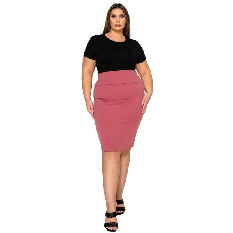リブド レディース ボトムスカート プラスサイズ L I V D Plusize Molly Pencil Skirt Marsala