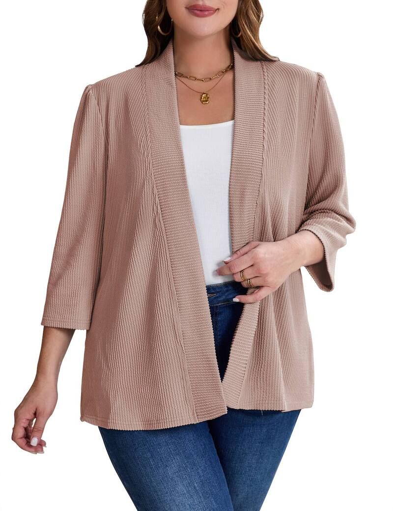 マキシスマーチ レディース アウター ニット・セーター プラスサイズ プリーツ カーディガン ブレザー Maxxis Merch Plusize Pleated Blazer Cardigan for