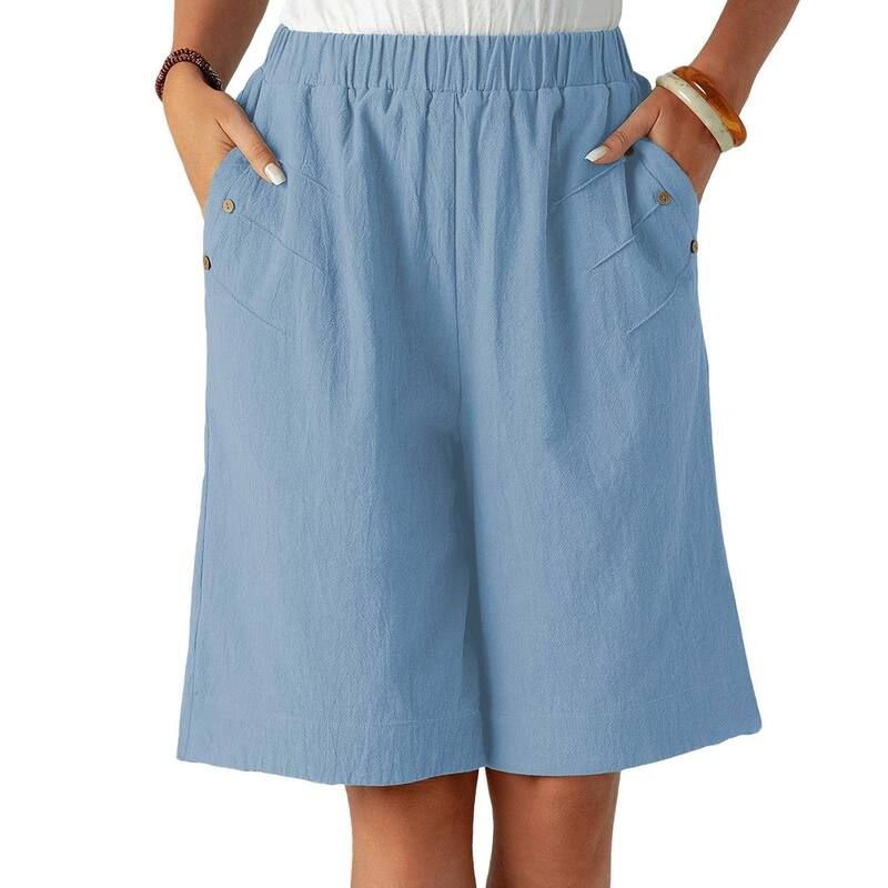 クリアフラワー レディース ボトムス ハーフパンツ・ショーツ ショートパンツ ClearFlower Womens Elastic Waist Shortsummer Casual Straight