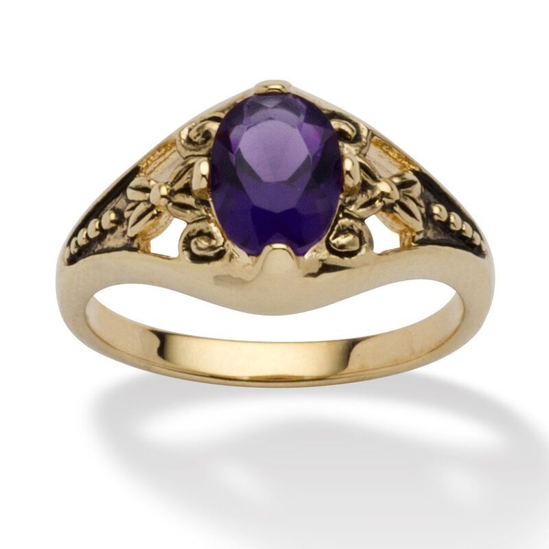 パームビーチジュエリー レディース アクセサリー リング PalmBeach Jewelry Simulated Birthstone GoldPlated Filigree Ring Februar