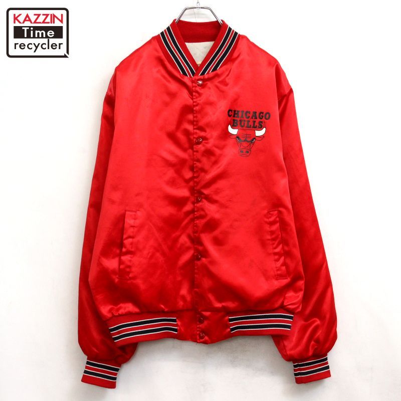 90s USA製 NBA vintage シカゴ・ブルズ ナイロン スタジャン メンズ 表記Lサイズ