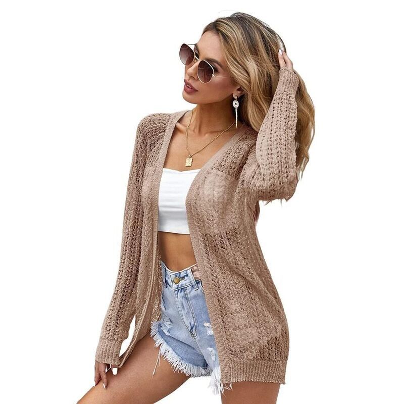 セオリア レディース アウター ジャケット・ブルゾン カーディガン Seoria Women Crochet Lightweight Open Front Cardigan Long Sleeve J