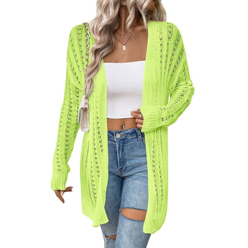 セオリア レディース アウター ニット・セーター Vネック カーディガン Seoria Womens Long Sleeve Lightweight Open Front VNeck Casual C