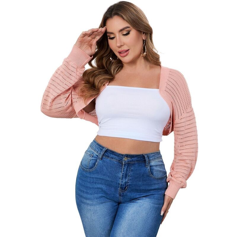 セオリア レディース アウター ニット・セーター プラスサイズ メッシュ シアー カーディガン Seoria Womens Plusize Mesh Crop Cardigans for Women