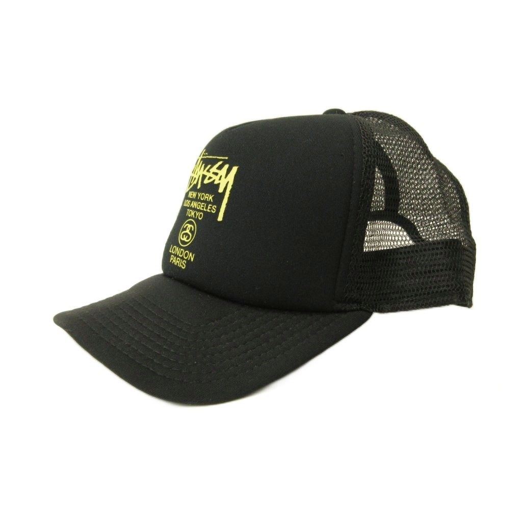 ステューシー STUSSY 美品 メッシュキャップ 帽子 ワールドツアー ロゴ