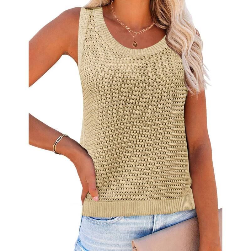 ジーグー レディース アウター ニット・セーター ノースリーブ Zeagoo Womensummer Crochet Sleeveless Hollow Out Knitank Tops Casual