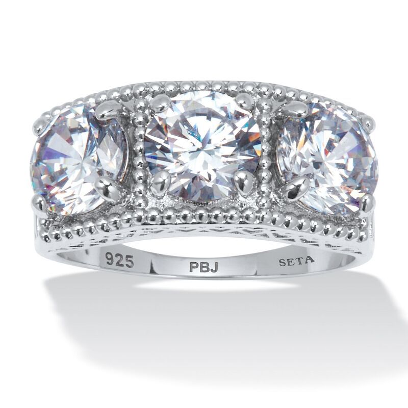 パームビーチジュエリー レディース アクセサリー リング PalmBeach Jewelry 180 TCW Round Cubic Zirconia PlatinumPlated Sterling