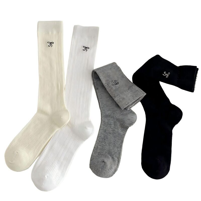 アンナカシ レディース アンダーウェア 靴下 リブ ミニ トール ニット ロゴ AnnaKaci Womens Ribbed Knit Knee High Socks 4 Pair Set Soft
