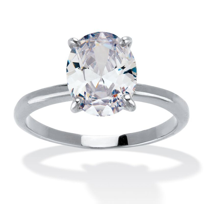 パームビーチジュエリー レディース アクセサリー リング PalmBeach Jewelry 254 TCW Cubic Zirconia Silvertone Oval Solitairengage