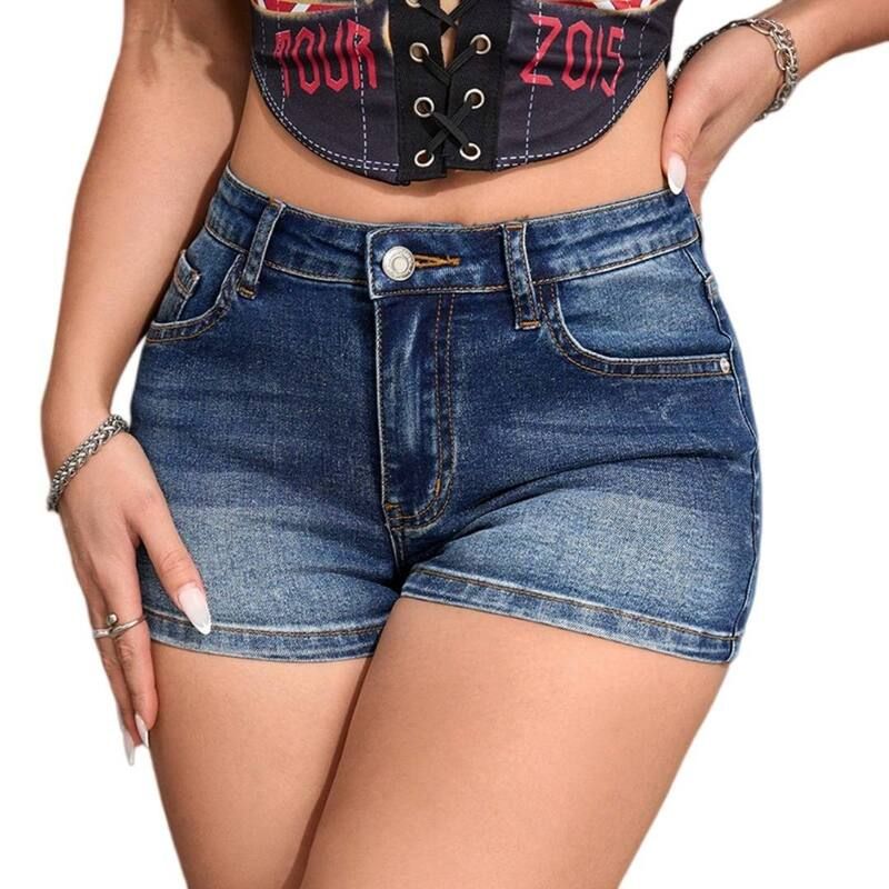 イエスファッション レディース ボトムス ハーフパンツ・ショーツ ミニ ショートパンツ デニム Yesfashion Women High Stretchign Rise Y2K Mini Denim