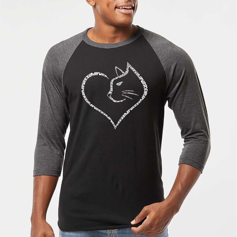 エルエーポップアート レディース トップス Tシャツ LA Pop Art Cat Heart Mens Raglan Baseball Word ArtShirt Black Grey ブラック