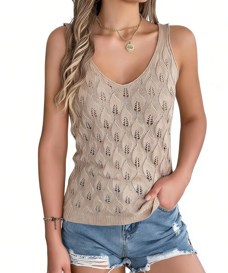 クリアラブ レディース アウター ニット・セーター Vネック ノースリーブ Clearlove Womensleeveless VNecknitank Hollow Out Vacation Top