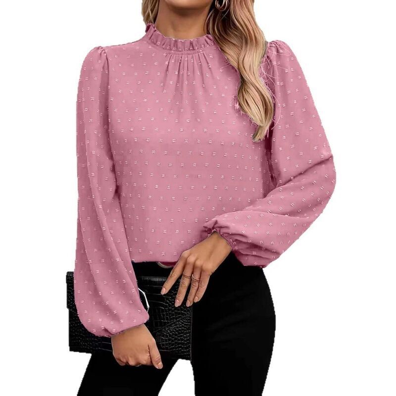 エリートチョイス レディース トップス シャツ フリル ブラウス Elitechoice Womens Casualong Sleeve Dressy Blouse Ruffled Swiss Dot