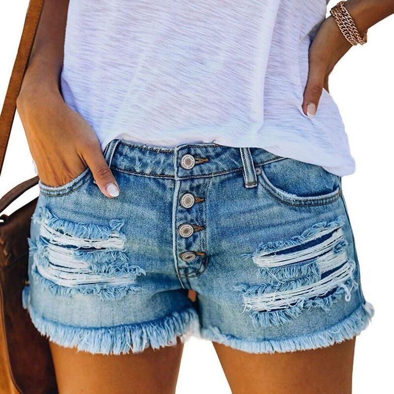イエスファッション レディース ボトムス ハーフパンツ・ショーツ ショートパンツ デニム Yesfashion Womens Rippedenim Jean Shorts Mid Rise Summe