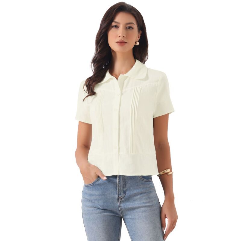 インスパイア シック レディース トップス シャツ ボタンダウン INSPIRE CHIC Button Down Shirt for Womenshort Sleeve Collared Neck