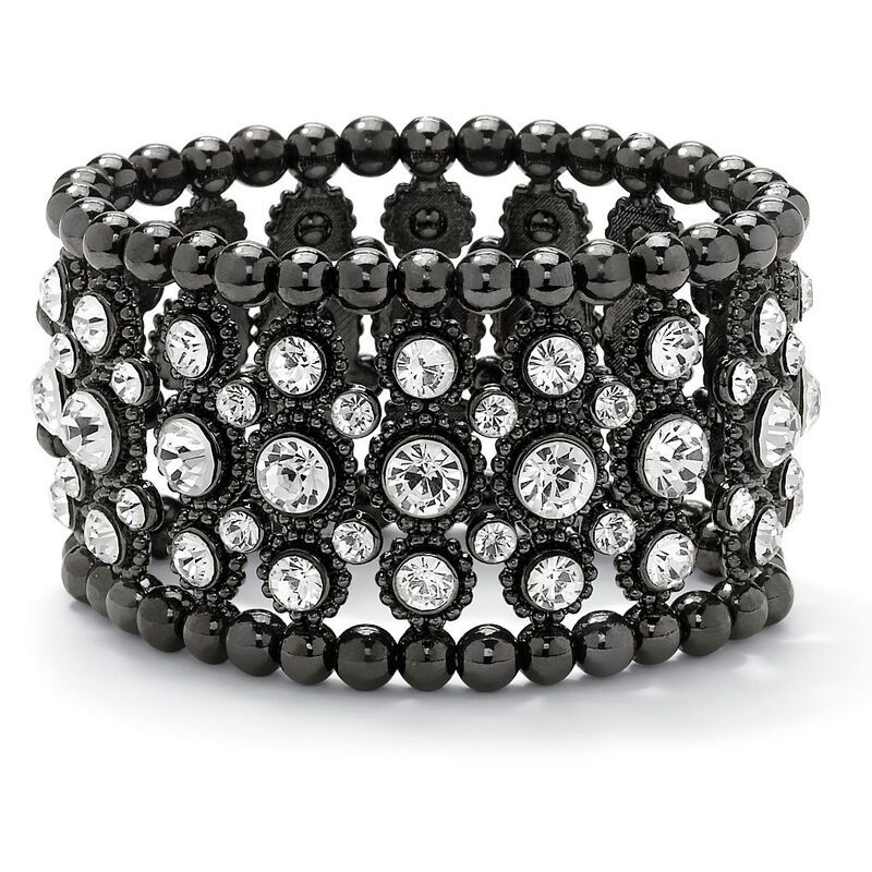 パームビーチジュエリー レディース アクセサリー ブレスレット・バングル・アンクレット PalmBeach Jewelry Round Black Pearl Clear Crystal Black