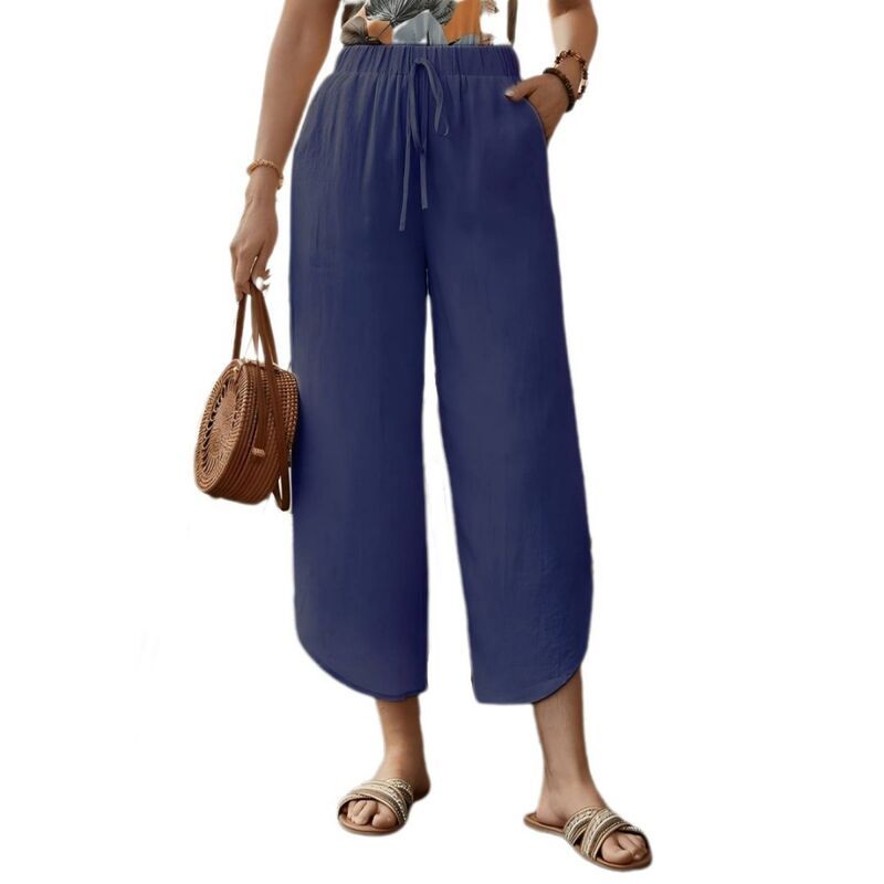 イエスファッション レディース ボトムス カジュアルパンツ ワイドレッグ コットン キャップ リネン Yesfashion Womens Cotton Linen Pantsummer Wide Le