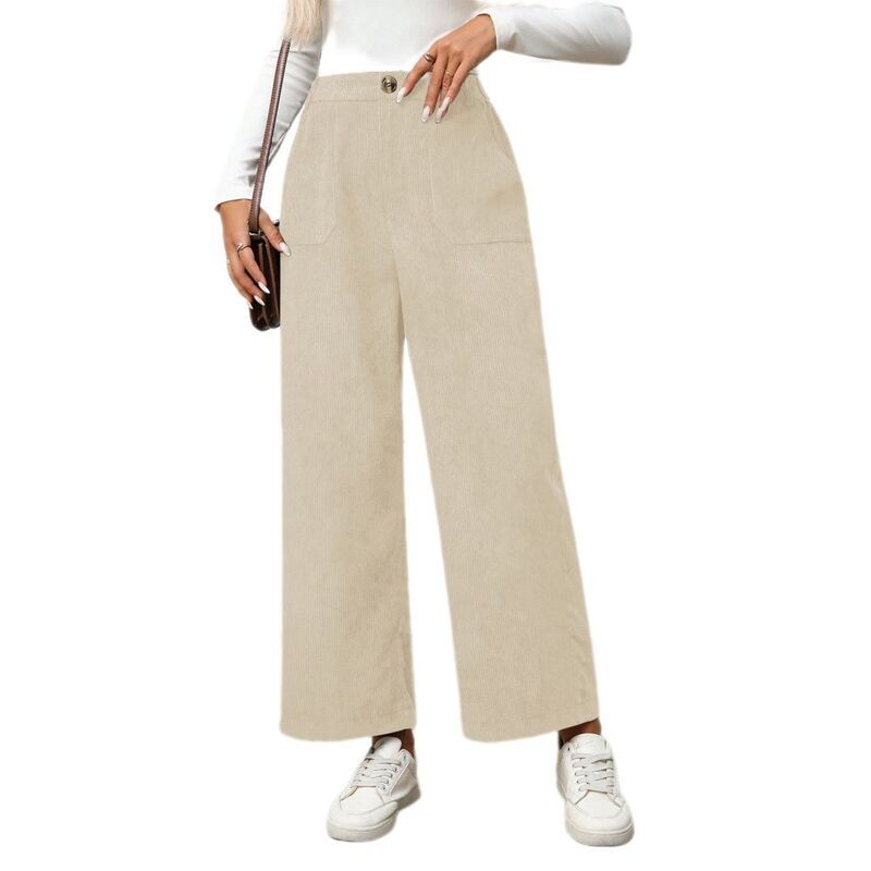 イエスファッション レディース ボトムス カジュアルパンツ ワイドレッグ コーデュロイ Yesfashion Womens Casual Corduroy Wide Leg Pantsolid Col
