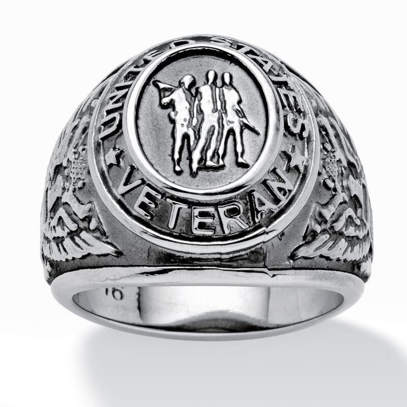 パームビーチジュエリー レディース アクセサリー リング Tシャツ PalmBeach Jewelry Mens Veteran Signet Ring in Stainlessteel White