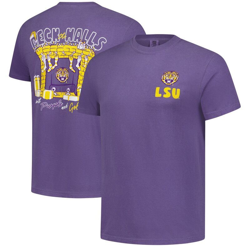 イメージワン レディース トップス Tシャツ Image One Mens Purple LSU Tigers Deck the Halls Comfort Colors TShirt Lsu Pur