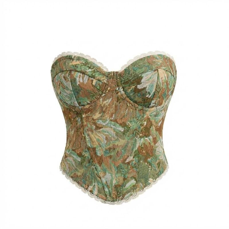 セオリア レディース トップス Tシャツ フラワー柄 プリント ベスト フラワー Seoria Womens Retro Floral Print Chestied Fishbone Vest Gre