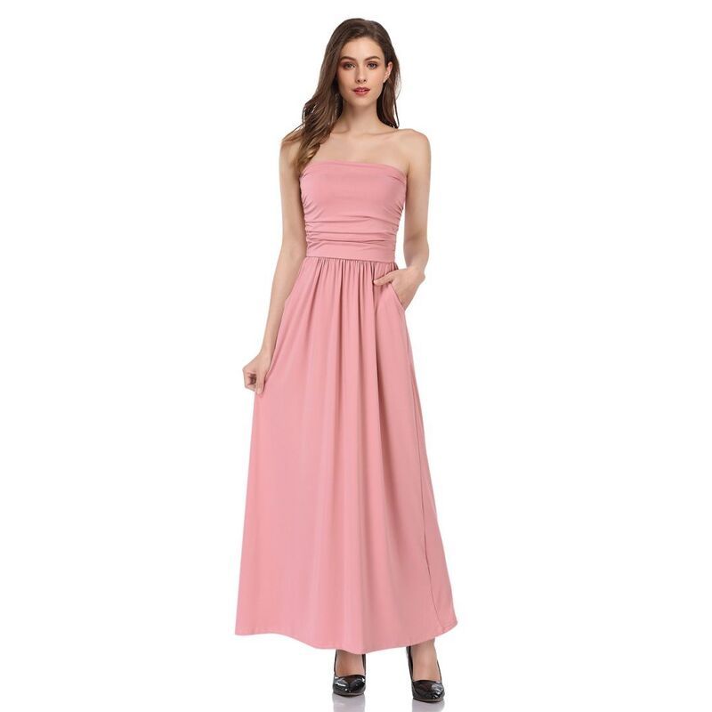 イエスファッション レディース トップス ワンピース A ライン ストラップレス マキシ Yesfashion Womensummer Elegant Strapless Maxi Dress Tub