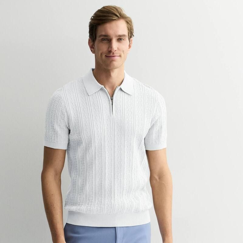 アプトナイン レディース トップス Tシャツ ポロシャツ セーター Mens Apt 9 Short Sleeve Zipper Sweater Polo White ホワイト
