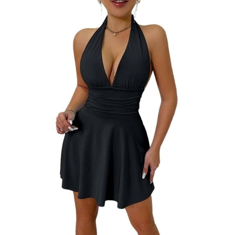 セオリア レディース トップス ワンピース ミニ ノースリーブ ホルター Seoria Sleeveless Halter Neck Mini Dress Black ブラック