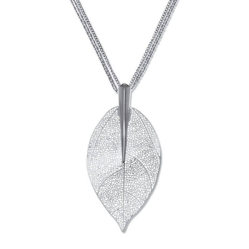 パームビーチジュエリー レディース アクセサリー ネックレス・チョーカー・ペンダントトップラスサイズ レース PalmBeach Jewelry Silvertone Leaf Drop Neckla