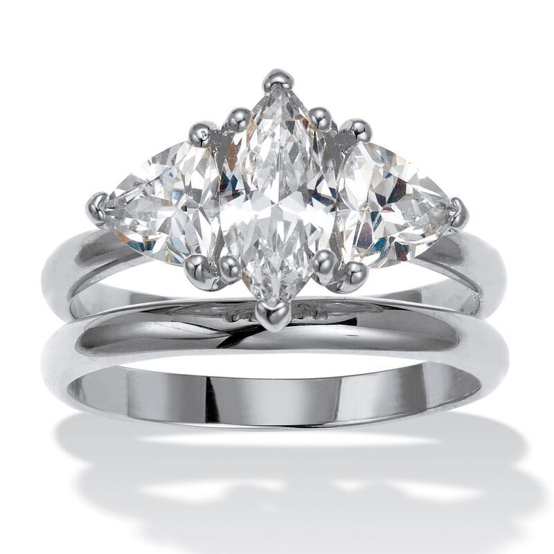 パームビーチジュエリー レディース アクセサリー リング PalmBeach Jewelry 2 TCW Marquise Cubic Zirconia PlatinumPlated Bridal R