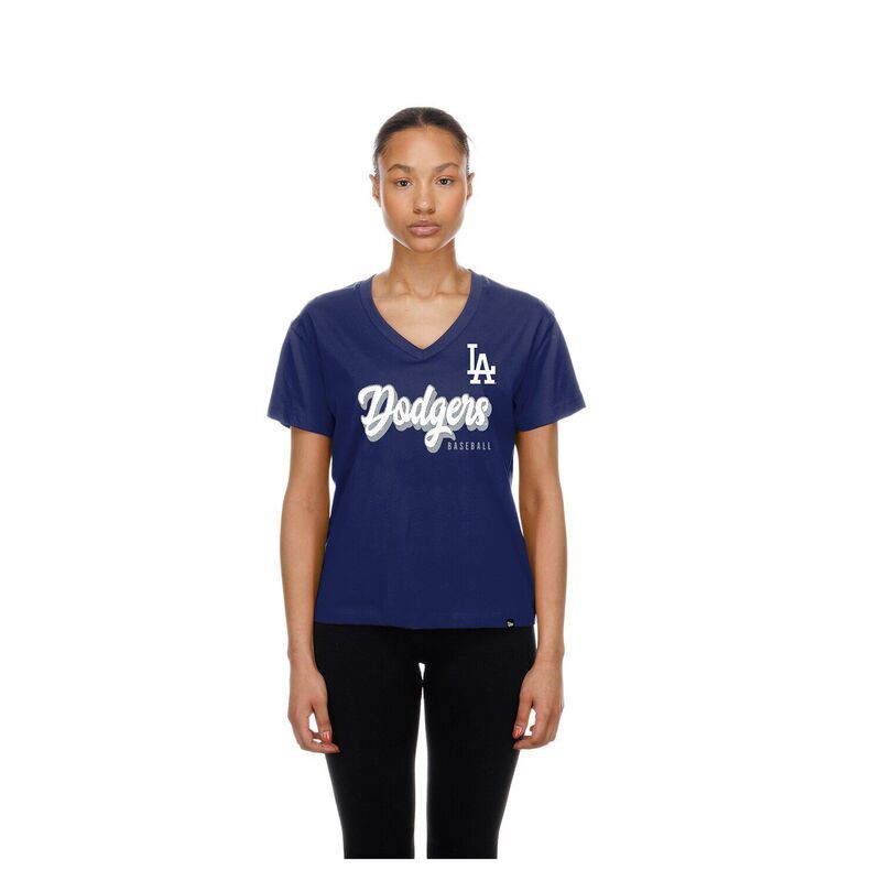 ニューエラ レディース トップス Tシャツ Vネック Womens New Era Royalos Angeles Dodgers VNeck TShirt Lad Blue ブルー