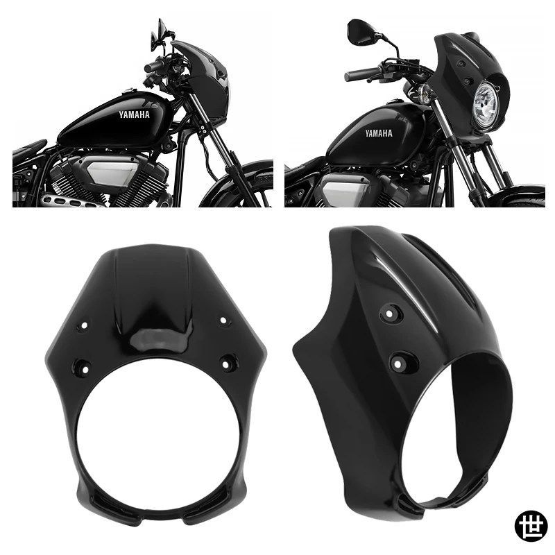 ヤマハ XVS 950 SPEC BOLT 950 2013-2022 用 オートバイブライトブラック フロントヘッドライトフェアリングマスクカウルカバー