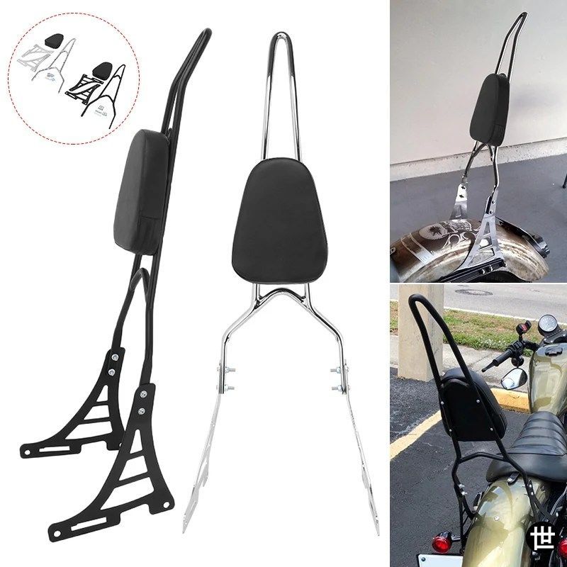 ハーレーダビッドソン スポーツスター 883 X48 2004-2023 用 ブラッククローム製 着脱式リアパッセンジャーシーシーバーバックレスト