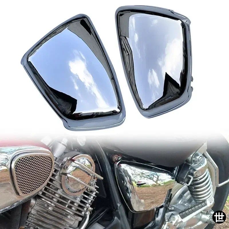 ヤマハ XV700 750 1000 1100 VIRAGO 1984 年以降モデル用 オートバイクロームバッテリーサイドフェアリングカバー 左右ガードプロテクター