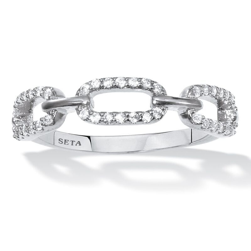 パームビーチジュエリー レディース アクセサリー リング PalmBeach Jewelry 21 TCW Round Cubic Zirconia Link Ring Silvertone