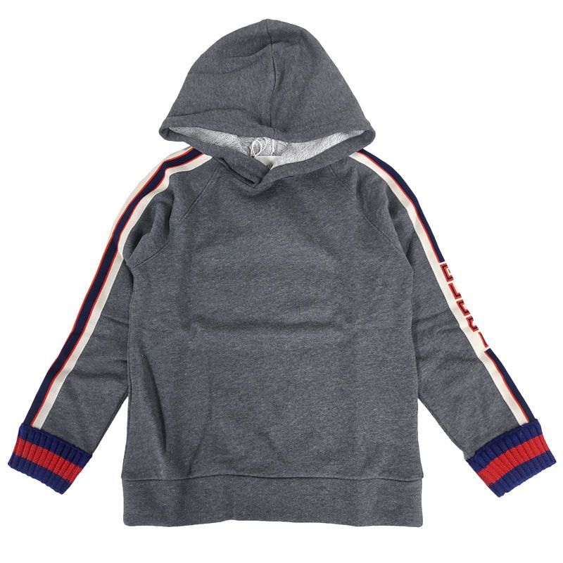 GUCCI 新品 キッズ チルドレン 497949 X9L52 グレー スウェットシャツ パーカー トレーナー コットン サイドロゴ ブランド 6歳 120 男の子 女の子 男子 女子 子ども ジュニア 並行輸入品