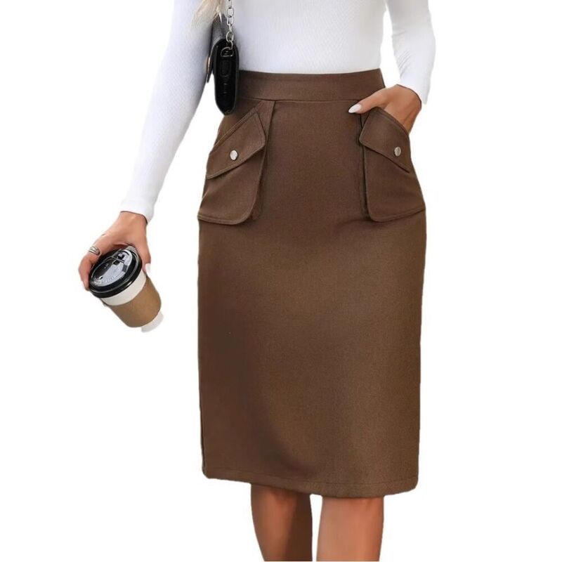 イエスファッション レディース ボトムスカート ミディ Yesfashion Women High Waisted Cargo Pencil Skirtslit Dressy Casual Busin