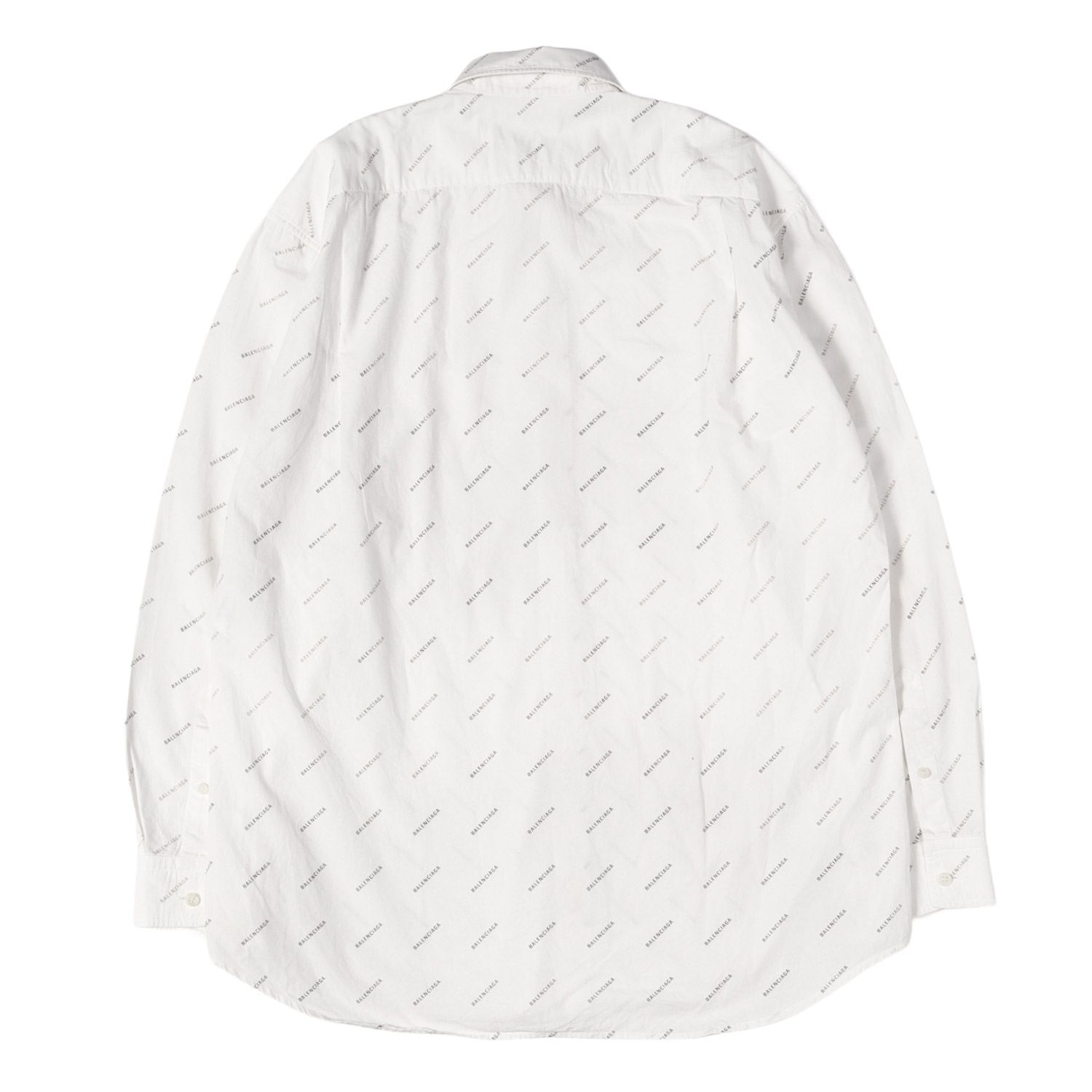 BALENCIAGA ロゴ総柄 長袖シャツ ホワイト 37 BALENCIAGA バレンシアガ シャツ ホワイト 白 サイズ:37 | オール