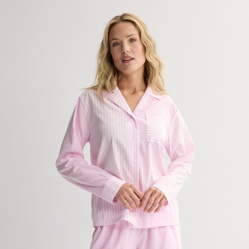 ソノマ レディース アンダーウェア ナイトウェア シャツ Womensonoma Goods For Life Wovenotch Pajama Shirt Pink Stripe ピンク