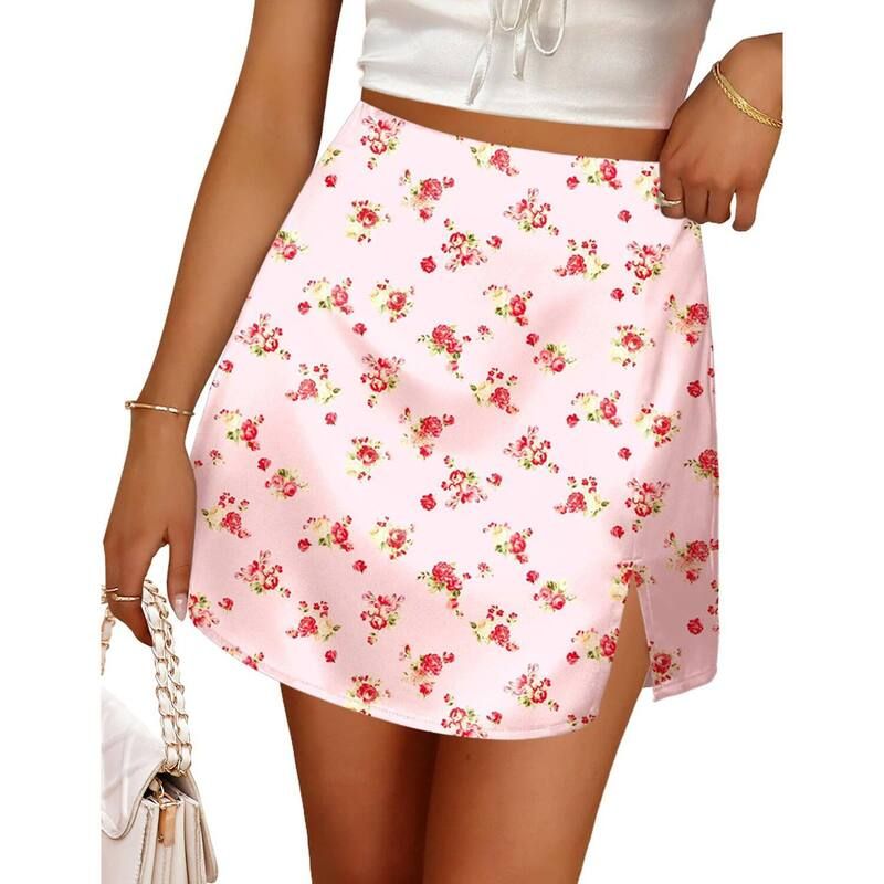 ジーグー レディース ボトムスカート A ライン ミニ サテン Zeagoo Womensatin Mini Skirt Stretch Fitted Bodycon ALine Skirts Pin