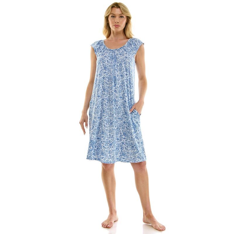 クロフト＆バロー レディース アンダーウェア ナイトウェア フリル キャップ Womens Croft Barrow Lush Luxe Ruffle Cap Sleeve Nightgown Ice