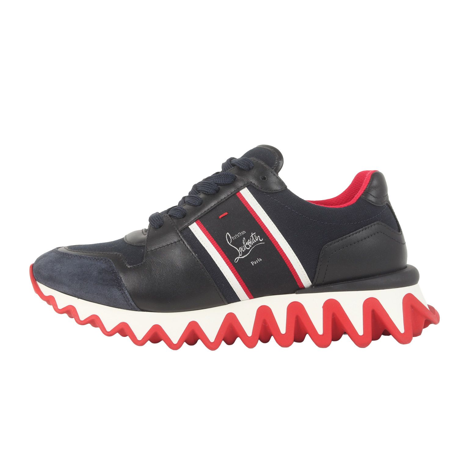 【美品】Christian Louboutin クリスチャンルブタン サイズ:40 1/2 | ナストロシャーク ローカット スニーカー (NASTROSHARK) | ネイビー 紺 | ブランド シューズ 靴【メンズ】【中古】