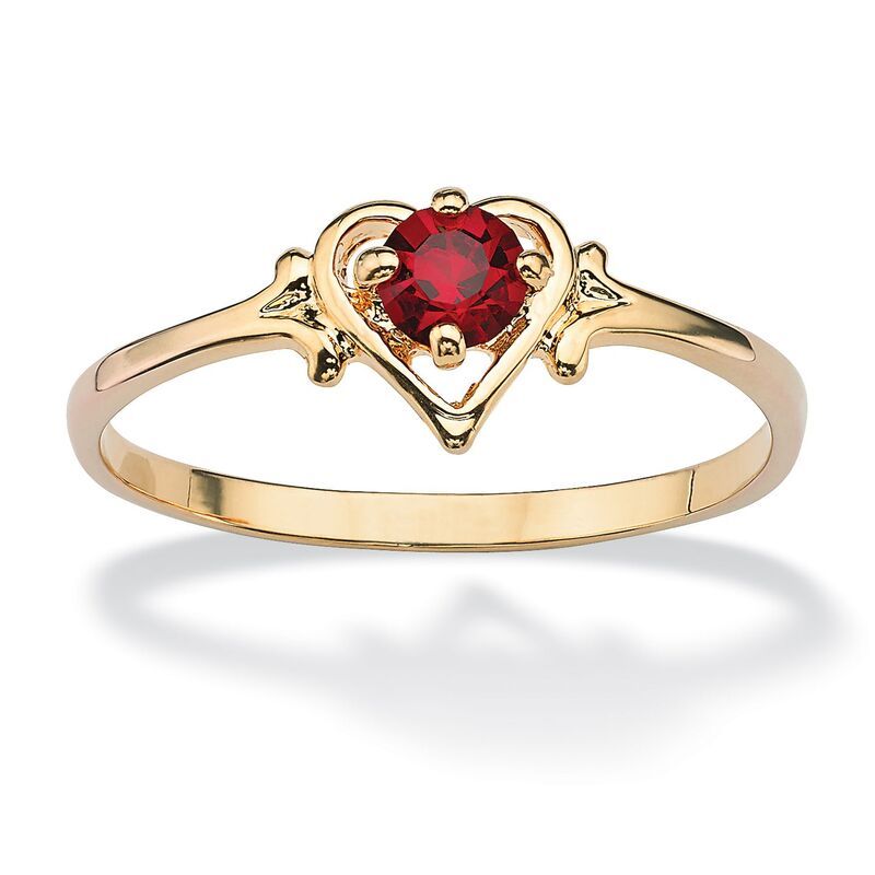 パームビーチジュエリー レディース アクセサリー リング PalmBeach Jewelryellow Goldplated Round Simulated Birthstone Heart Ring