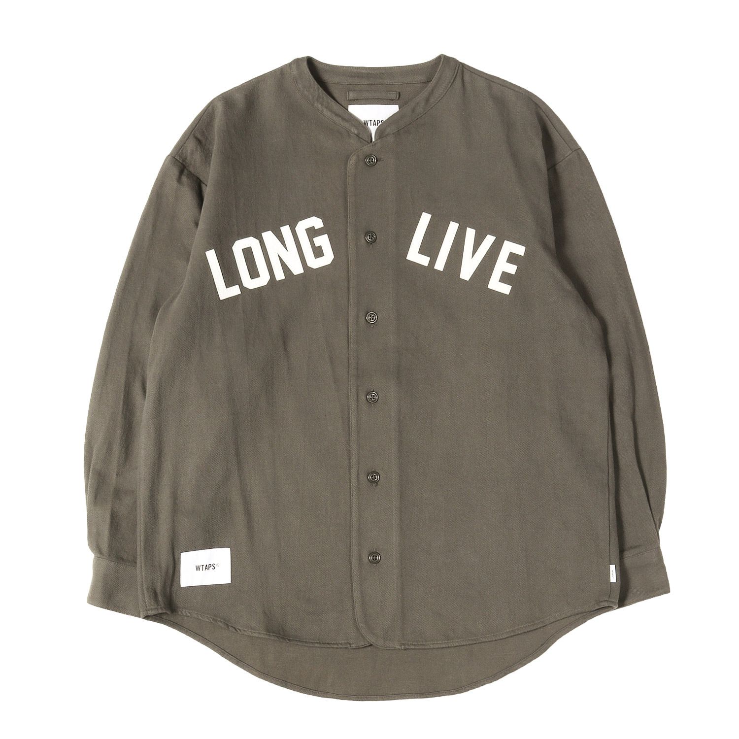 WTAPS ダブルタップス シャツ オリーブドラブ サイズ:2 | 21AW アップリケロゴ フランネル ベースボールシャツ(LEAGUE / LS) | トップス カジュアルシャツ 長袖 | 日本製【メンズ】【中古】