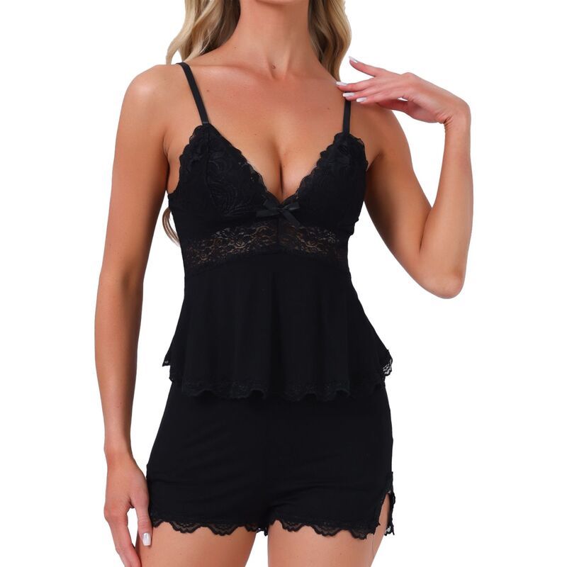 インスパイア シック レディース アンダーウェア ナイトウェア Vネック ショートパンツ INSPIRE CHIC Womens Pajama Set V Neck Nightwear Cami To